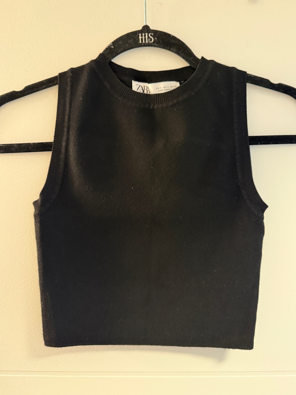 🩵 Zara Black Ribbed Knit Sleeveless Mock Neck Crop Top | Size Small